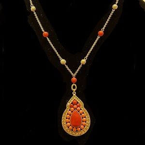 ABS Coral Pendant on Gold Chain NWOT